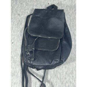Vintage Leather Backpack Women's Purse 90's Adjustable Strap Black